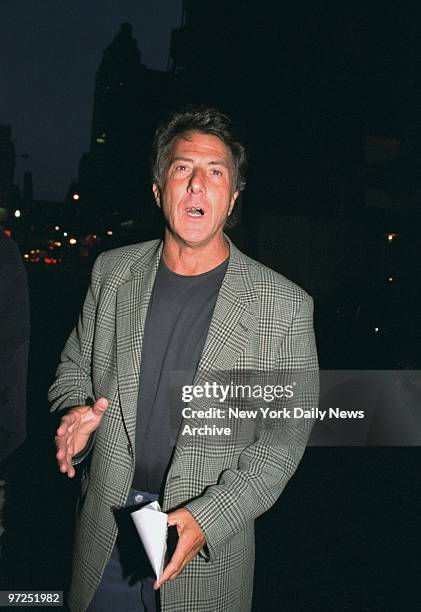 Dustin Hoffman arriving at the Nederlander Theater for a performance of the play, "Rent."