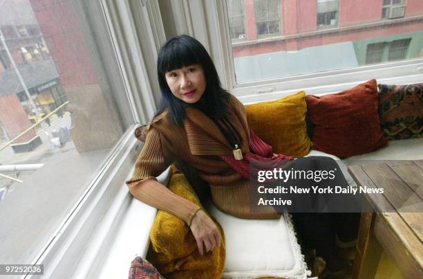 Author Amy Tan in her Soho apartment. Her new novel is "The Bonesetter's Daughter."