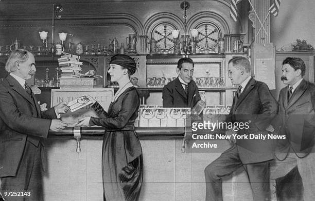 At the Hotel Majestic, from left: Hamlin Garland, author; Katerina Astra, of London; Horace B. Livenright, New York publisher ; William MacHarg and...