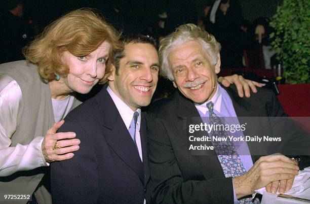 Ben Stiller is joined by his parents Jerry Stiller and Anne Meara at benefit party for the premiere of the movie "Flirting With Disaster." Ben...