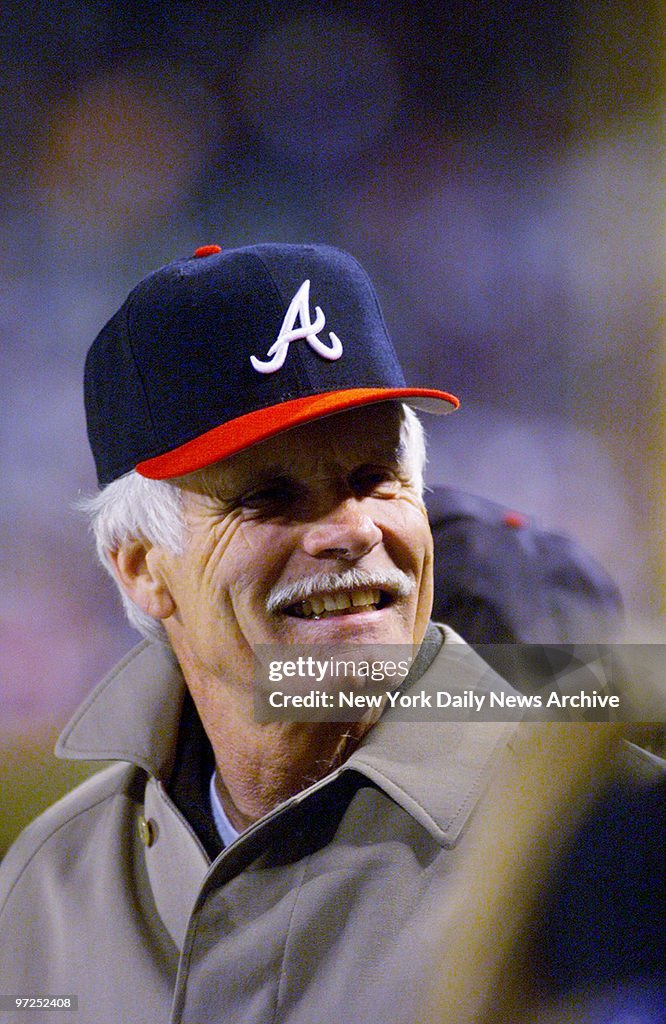 Atlanta Braves' owner Ted Turner watches Game 1 of the World