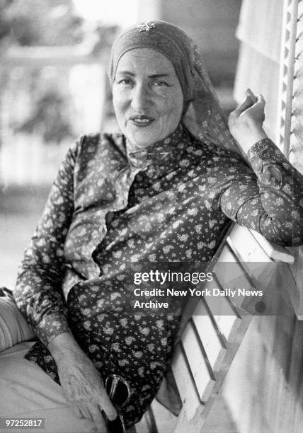 Edith Bouvier Beale outside her home in East Hampton, L.I.