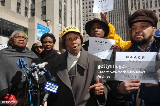 Hazel Dukes and other members of the NAACP protest outside the "Today" show studios in Rockefeller Plaza, where radio host Don Imus appeared. Imus...