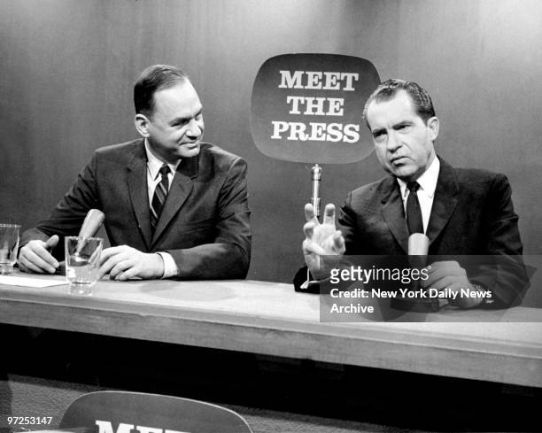 Edwin Newman, moderator of NBC program "Meet the Press," with Richard Nixon.