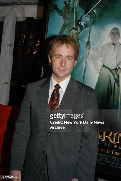 Billy Boyd arrives at the Ziegfeld Theater for the world premiere of the movie "The Lord of the Rings: The Two Towers." He stars in the film.