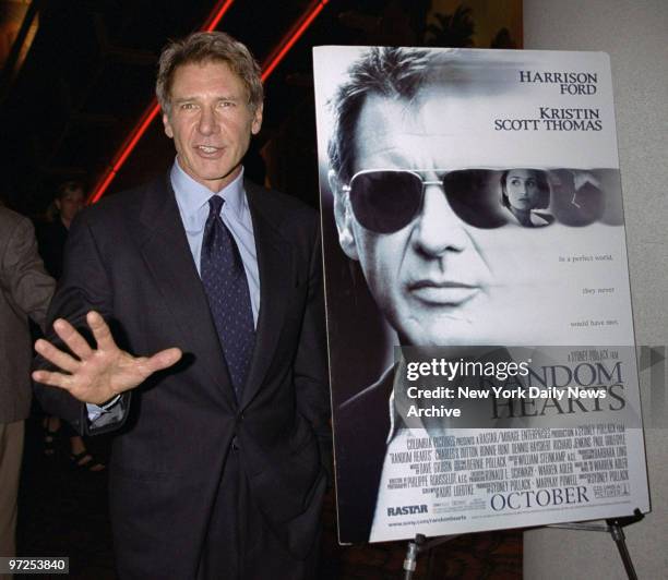 Harrison Ford at the premiere of the movie "Random Hearts" at the Sony Lincoln Square Theatre. He stars in the film.