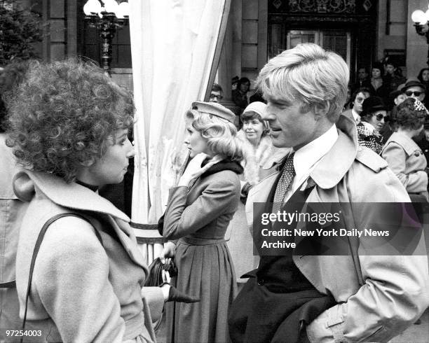 Barbra Streisand and Robert Redford at the Plaza Hotel during filming of "The Way We Were."