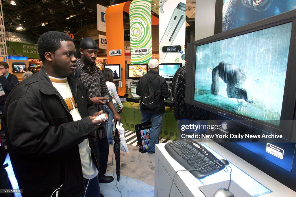 Elquin Fraser, of Brooklyn, tries out the new King Kong vide