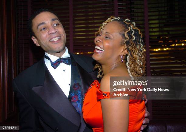 Harry Lennix and Tonya Pinkins are at Bond 45 for the opening night party for the Broadway play "Radio Golf." They star in the production.