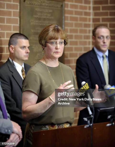 Elizabeth Spratt, director of toxicology for the Westchester County Department of Laboratories and Research answers questions during a press...