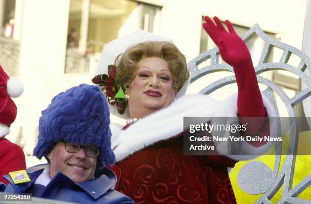 Harvey Fierstein, dressed as Edna Turnblad - his character in the Broadway musical "Hairspray" - waves to the crowd at. W. 43rd St. As he makes his...