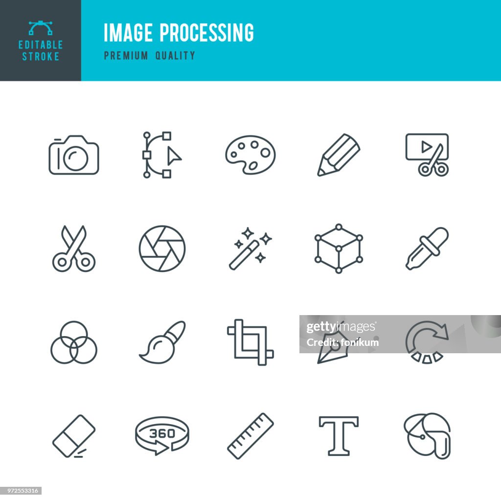 Bildverarbeitung - Vektor-Linie-Icons set
