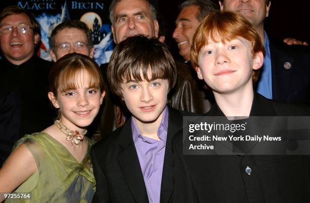 Emma Watson, Daniel Radcliffe and Rupert Grint get together at the New York premiere of "Harry Potter and the Sorcerer's Stone" at the Ziegfeld...