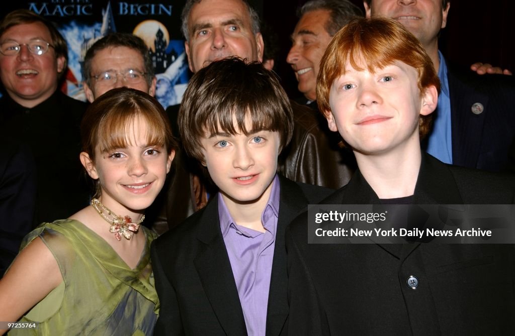 Emma Watson, Daniel Radcliffe and Rupert Grint (l. to r. fro