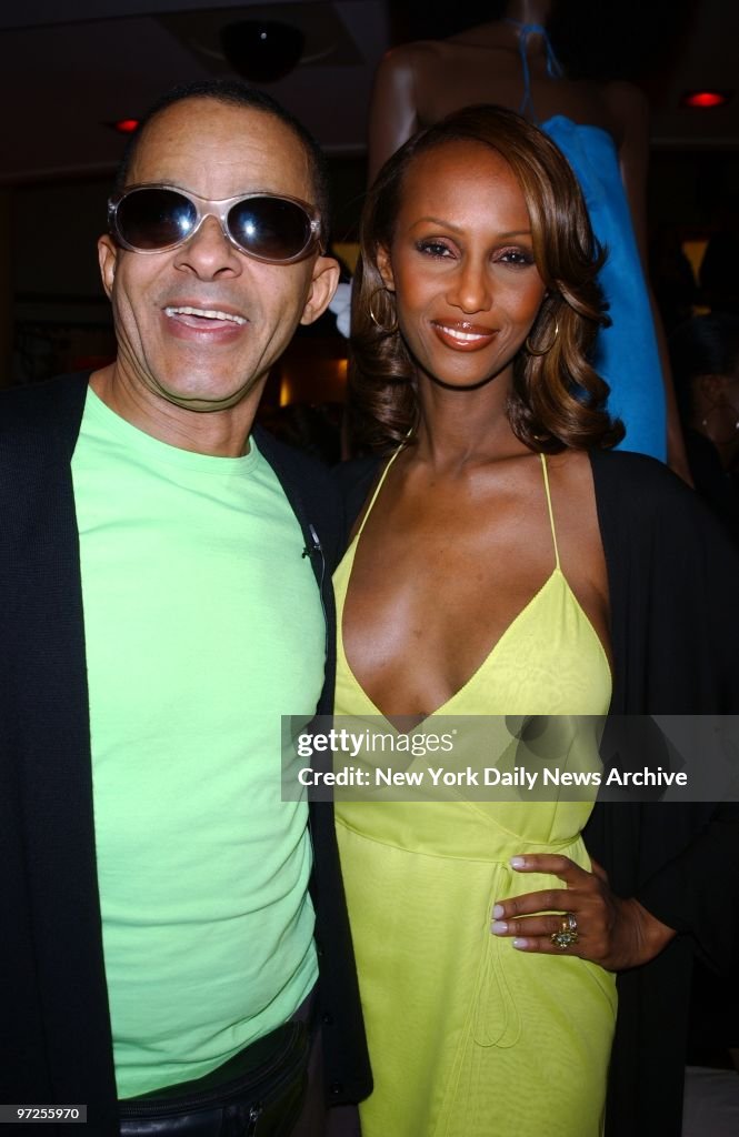 Iman with designer Steven Burrows at party celebrating his n