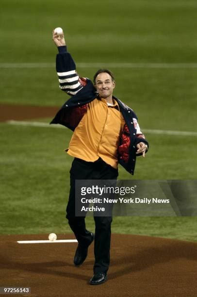 Baseball Hall of Famer Paul Molitor throws out the first pitch during Game 4 of the American League Division Series between the New York Yankees and...