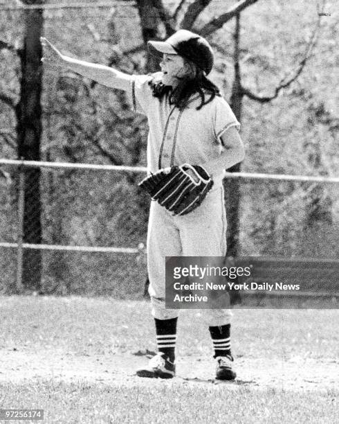 Bitsy Osder, aged 9, during a Little League baseball game, Englewood, New Jersey, April 20, 1974. Osder is the first girl to play Little League...