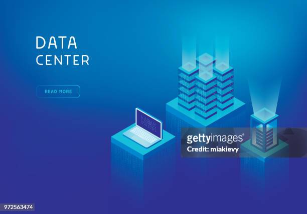 data center - cloud computing isometric stock illustrations