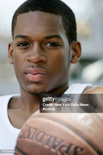 High School basketball player Greg Johnson takes a timeout while practicing at the Frederick Samuels Community Center, 144th St. And Lennox Ave. He's...