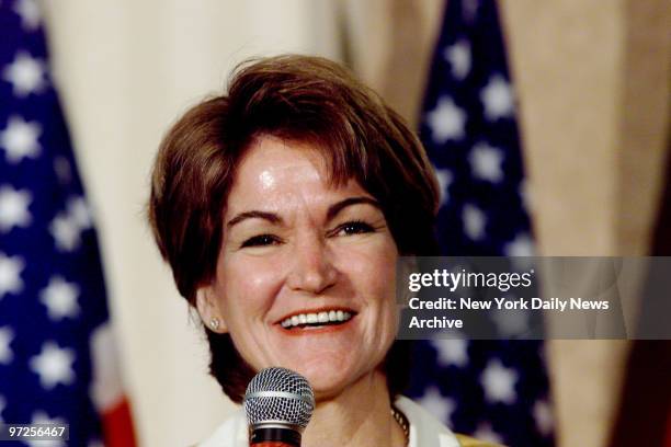 Bay Buchanan, sister of Pat Buchanan, speaks prior to her brother's announcement that he is leaving the Republican Party and intends to seek the...