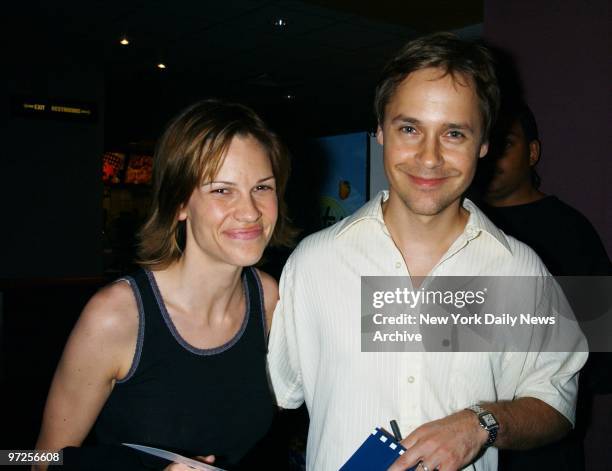 Hilary Swank and husband Chad Lowe at the UA Union Square theater for the premiere of the movie "Cherish."