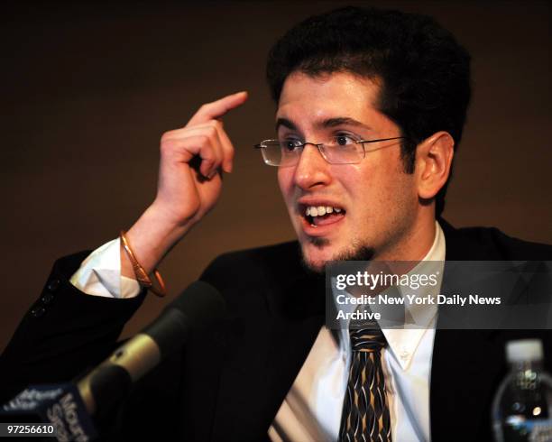 Beating victim Bryan Steinhauer at press conference at Mt. Sinai hospital where he discusses his recovery with his doctors and parents. Bryan was...