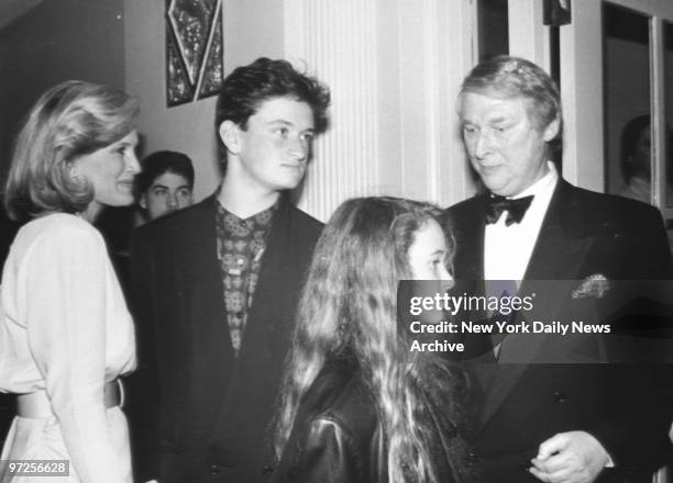 Entertainer Mike Nichols with his children and Diane Sawyer.