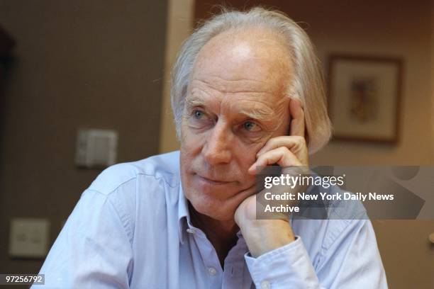 Beatles record producer George Martin in his hotel room at the Four Seasons.