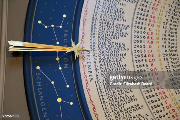 astronomical clock, marienkirche, lubeck - astronomische uhr stock-fotos und bilder