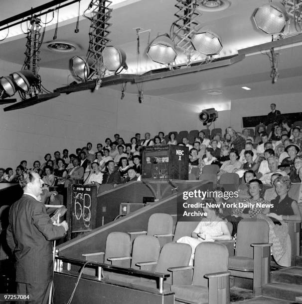 Behind the scenes of NBC's "Tic Tac Dough" quiz show hosted by Jack Barry.