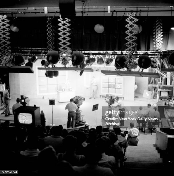 Behind the scenes of NBC's "Tic Tac Dough" quiz show hosted by Jack Barry.