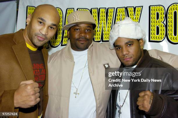 Hip hop mogul Damon Dash joins heavyweight contender Fres Oquendo and Curtis Stevens at a news conference at Old San Juan restaurant on Ninth Ave....