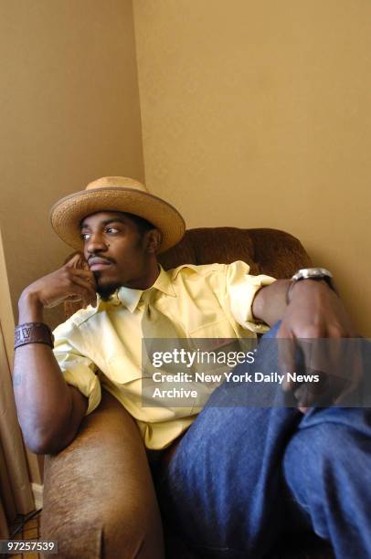 Hip-hop star Andre Benjamin, also known as Andre 3000 of the Atlanta duo OutKast, relaxes in his suite at the Westin Essex House hotel on Central...