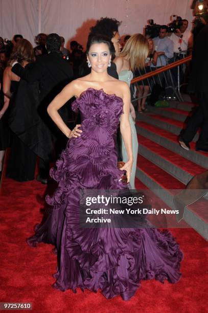 Eva Longoria Parker at the Costume Institute Gala celebrating Superheroes:Fashion and Fantasy .. And held at the Metropolitan Museum of Art