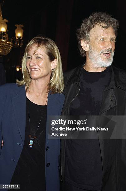 Kris Kristofferson and wife Lisa arrive for a screening of the 2001 version of the movie "Planet of the Apes" at the Ziegfeld Theater. He stars in...