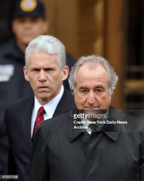Bernard Madoff leaves Manhattan Federal court after a hearing there Tusday afternoon. The bulletproof vest Bernie Madoff wore under his fine suit...