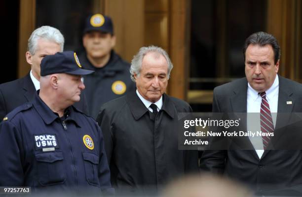 Bernard Madoff leaves Manhattan Federal court after a hearing there Tusday afternoon. The bulletproof vest Bernie Madoff wore under his fine suit...
