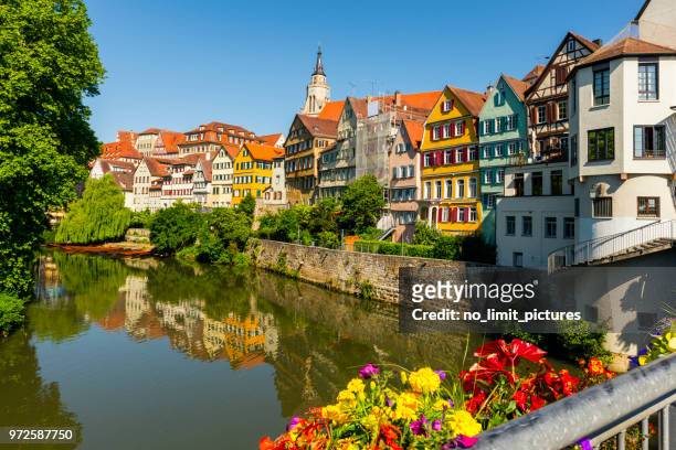 view over old town and neckar river in tübingen - black forest germany stock pictures, royalty-free photos & images
