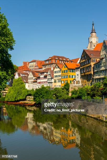 view over old town and neckar river in tübingen - baden baden stock pictures, royalty-free photos & images