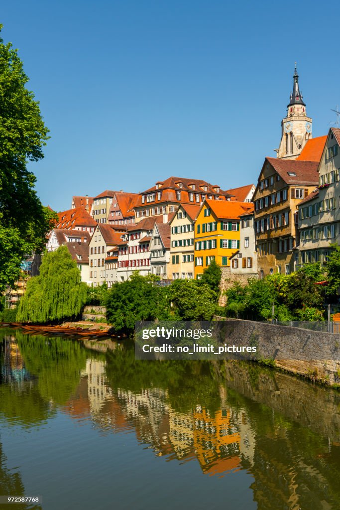 View over old town and Neckar River in Tübingen