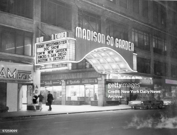 Exterior of Madison Square Garden at 49th St & 8th Ave. Westminster Dog Show was the last event there 2/13/68.