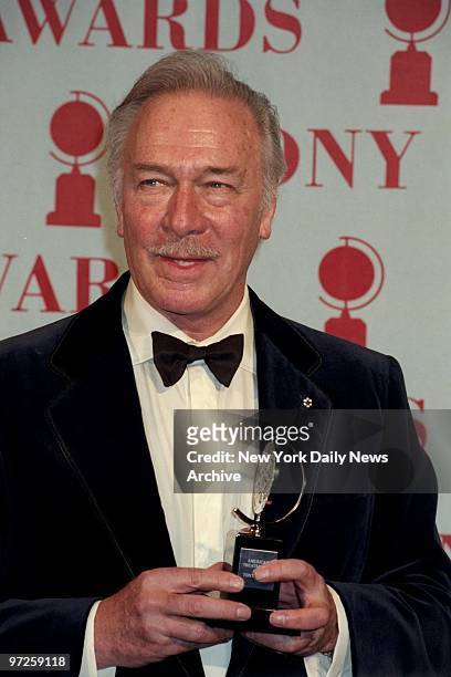 Christopher Plummer, winner Best Leading Actor for "Barrymore," during Tony Awards at Radio City Music Hall.