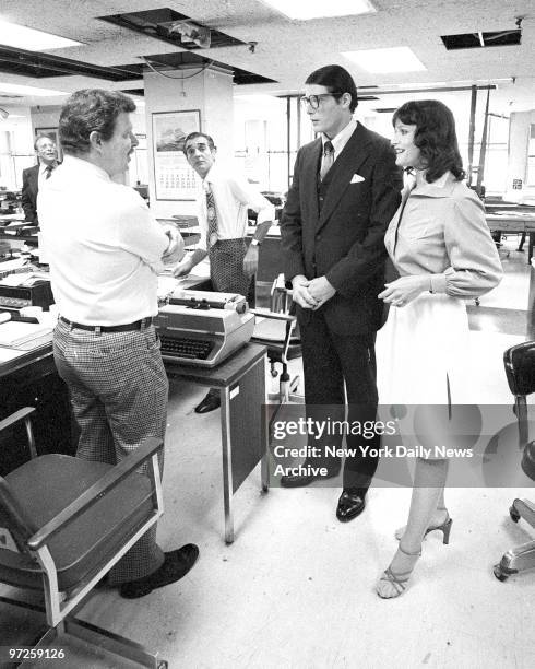 Christopher Reeve and Margot Kidder filming "Superman" at the New York Daily News building at 220 E. 42nd St.