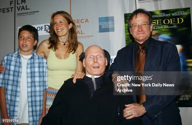 Christopher Reeve, wife Dana and son Will get together with comic Robin Williams at the Tribeca Performing Arts Center on West St. Before a Tribeca...