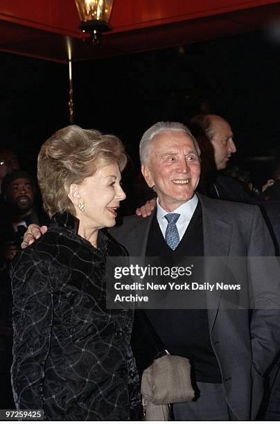 Kirk Douglas and wife Anne are on hand at the Russian Tea Room for the rehearsal dinner on the eve of the marriage of his son, Michael Douglas, and...