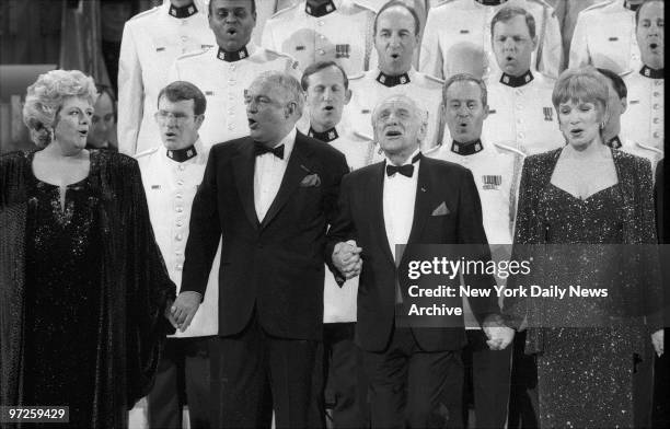 In Harmony: Rosemary Clooney, Frank Sinatra, Leonard Bernstein and Shirley MacLaine join in a musical tribute at Carnegie Hall.