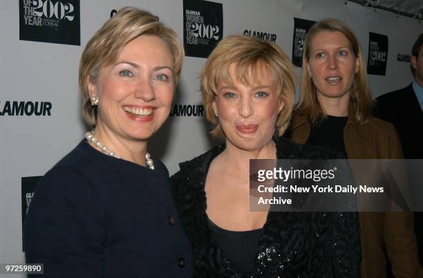 Lauren Manning is joined by Sen. Hillary Clinton at Glamour Magazine's annual Women of the Year awards at the Metropolitan Museum of Art. Clinton...
