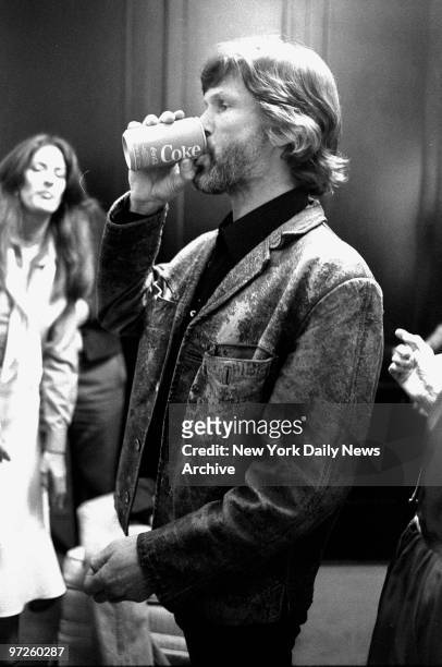 Kris Kristofferson has a Coke backstage before he and wife Rita Coolidge perform one of two sold-out shows at Radio City Music Hall.