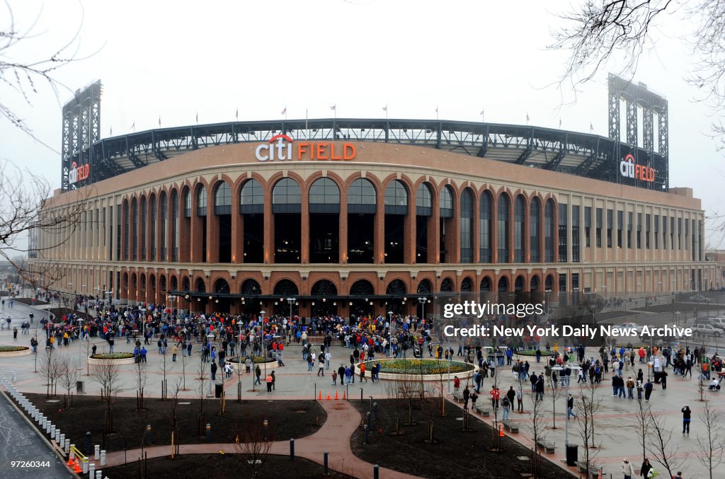 Citi Field seen from the Mets-Willets Point station in Flush
