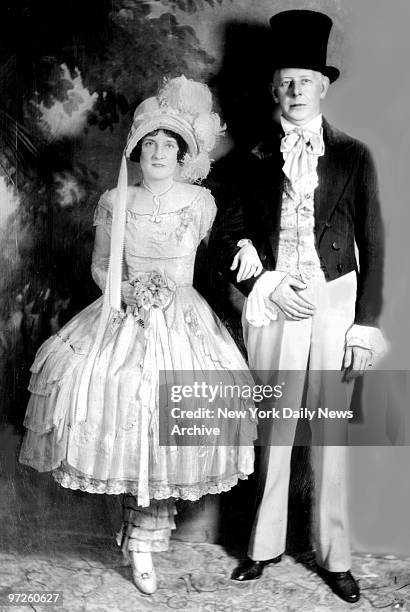 How they high hatted 'em in ye olden tyme. Jesse Livermore, stock magnate, and Mrs. Livermore in Colonial costume.